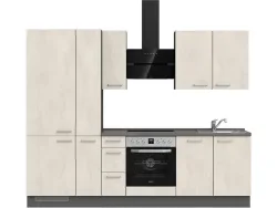 Komplette Küche MODUSET RIVA PREMIUM Weissbeton 60x270cm