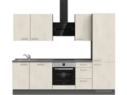 Komplette Küche MODUSET RIVA PREMIUM Weissbeton 60x270cm