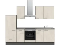 Komplette Küche MODUSET RIVA CLASSIC Weissbeton 60x270cm