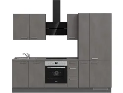 Komplette Küche MODUSET RIVA PREMIUM Beton Schiefergrau 60x270cm