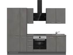Komplette Küche MODUSET RIVA PREMIUM Beton Schiefergrau 60x270cm