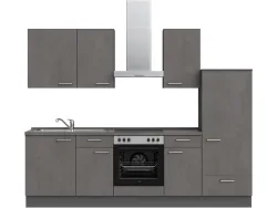Komplette Küche MODUSET RIVA CLASSIC Beton Schiefergrau 60x270cm