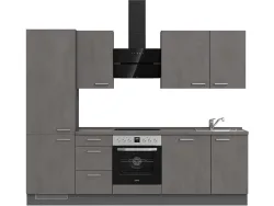 Komplette Küche MODUSET RIVA PREMIUM Beton Schiefergrau 60x270cm