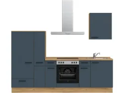 Komplette Küche mit Elektrogeräten MODUSET EASYTOUCH CLASSIC Fjordblau 60x270cm