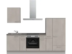 Komplette Küche mit Elektrogeräten MODUSET RIVA CLASSIC Beton Grau 60x270cm