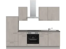 Komplette Küche mit Elektrogeräten MODUSET RIVA CLASSIC Beton Grau 60x270cm