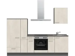 Komplette Küche mit Elektrogeräten MODUSET RIVA CLASSIC Weissbeton 60x270cm