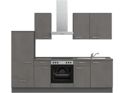 Komplette Küche mit Elektrogeräten MODUSET RIVA CLASSIC Beton Schiefergrau 60x270cm
