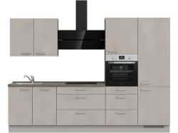 Komplette Küche MODUSET RIVA PREMIUM Beton Grau 60x300cm