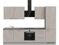 Komplette Küche MODUSET RIVA PREMIUM Beton Grau 60x300cm