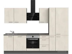 Komplette Küche MODUSET RIVA PREMIUM Weissbeton 60x300cm