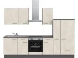 Komplette Küche MODUSET RIVA CLASSIC Weissbeton 60x300cm