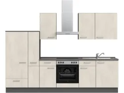 Komplette Küche MODUSET RIVA CLASSIC Weissbeton 60x300cm