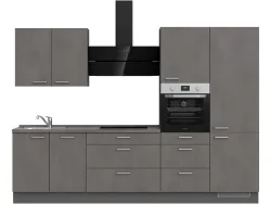 Komplette Küche MODUSET RIVA PREMIUM Beton Schiefergrau 60x300cm