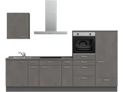 Komplette Küche MODUSET RIVA CLASSIC Beton Schiefergrau 60x300cm
