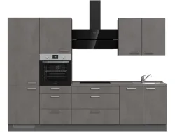 Komplette Küche MODUSET RIVA PREMIUM Beton Schiefergrau 60x300cm