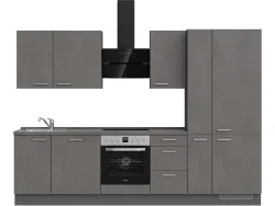 Komplette Küche MODUSET RIVA PREMIUM Beton Schiefergrau 60x300cm