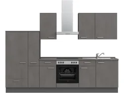 Komplette Küche MODUSET RIVA CLASSIC Beton Schiefergrau 60x300cm