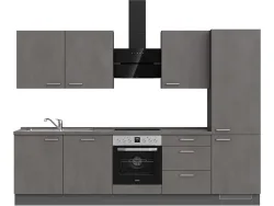 Komplette Küche MODUSET RIVA PREMIUM Beton Schiefergrau 60x300cm