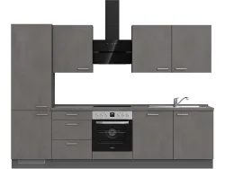 Komplette Küche MODUSET RIVA PREMIUM Beton Schiefergrau 60x300cm