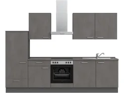 Komplette Küche MODUSET RIVA CLASSIC Beton Schiefergrau 60x300cm