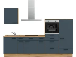Komplette Küche mit Elektrogeräten MODUSET EASYTOUCH CLASSIC Fjordblau 60x300cm