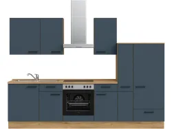Komplette Küche mit Elektrogeräten MODUSET EASYTOUCH CLASSIC Fjordblau 60x300cm
