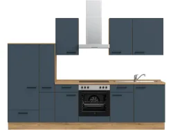 Komplette Küche mit Elektrogeräten MODUSET EASYTOUCH CLASSIC Fjordblau 60x300cm