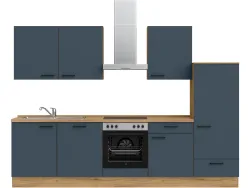 Komplette Küche mit Elektrogeräten MODUSET EASYTOUCH CLASSIC Fjordblau 60x300cm