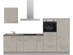 Komplette Küche mit Elektrogeräten MODUSET RIVA CLASSIC Beton Grau 60x300cm