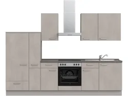 Komplette Küche mit Elektrogeräten MODUSET RIVA CLASSIC Beton Grau 60x300cm