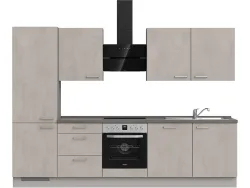 Komplette Küche mit Elektrogeräten MODUSET RIVA PREMIUM Beton Grau 60x300cm