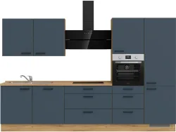 Komplette Küche MODUSET EASYTOUCH PREMIUM Fjordblau 60x330cm