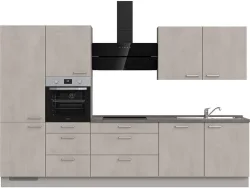 Komplette Küche MODUSET RIVA PREMIUM Beton Grau 60x330cm