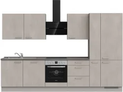 Komplette Küche MODUSET RIVA PREMIUM Beton Grau 60x330cm