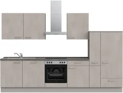 Komplette Küche MODUSET RIVA CLASSIC Beton Grau 60x330cm