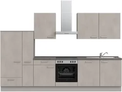 Komplette Küche MODUSET RIVA CLASSIC Beton Grau 60x330cm