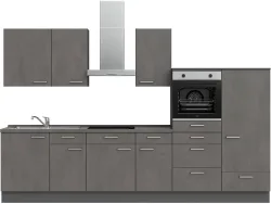 Komplette Küche MODUSET RIVA CLASSIC Beton Schiefergrau 60x330cm
