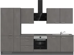 Komplette Küche MODUSET RIVA PREMIUM Beton Schiefergrau 60x330cm