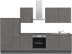 Komplette Küche MODUSET RIVA CLASSIC Beton Schiefergrau 60x330cm
