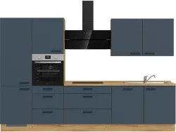 Komplette Küche mit Elektrogeräten MODUSET EASYTOUCH PREMIUM Fjordblau 60x330cm