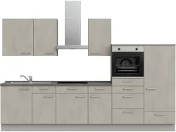 Komplette Küche mit Elektrogeräten MODUSET RIVA CLASSIC Beton Grau 60x330cm
