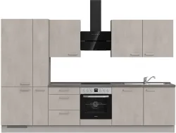 Komplette Küche mit Elektrogeräten MODUSET RIVA PREMIUM Beton Grau 60x330cm