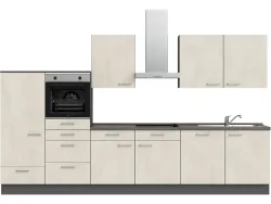 Komplette Küche MODUSET RIVA CLASSIC Weissbeton 60x360cm