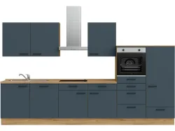 Komplette Küche mit Elektrogeräten MODUSET EASYTOUCH CLASSIC Fjordblau 60x360cm