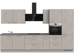 Komplette Küche mit Elektrogeräten MODUSET RIVA PREMIUM Beton Grau 60x360cm