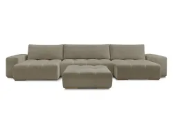 Panorama-Ecksofa mit Hocker BOBOCHIC ANAKIN Stoff mit Textur taupe