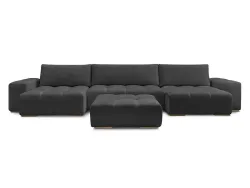 Panorama-Ecksofa mit Hocker BOBOCHIC ANAKIN Stoff mit Textur schwarz