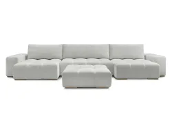Panorama-Ecksofa mit Hocker BOBOCHIC ANAKIN Stoff mit Textur hellgrau