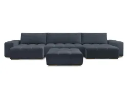 Panorama-Ecksofa mit Hocker BOBOCHIC ANAKIN Stoff mit Textur dunkelblau